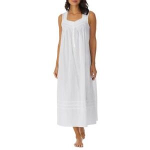 Eileen West Ballet Sleeveless Scoop Sleeveless Button Ribbon Stripe Nightgown